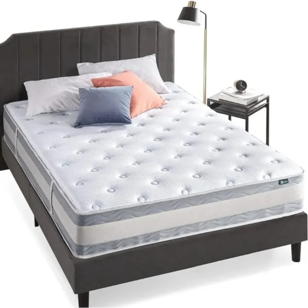 

Edge Support Matress 12 Inch Comfort Support Cooling Hybrid Quilted Mattress Mattresses for Sleeping Queen White King Size Bed