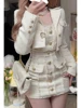 Korean Style Elegant Vintage Two Piece Set Women Sweet Woolen Short Jackets Tassel Design Mini Dress Suit Female Fashion Outfitn 1