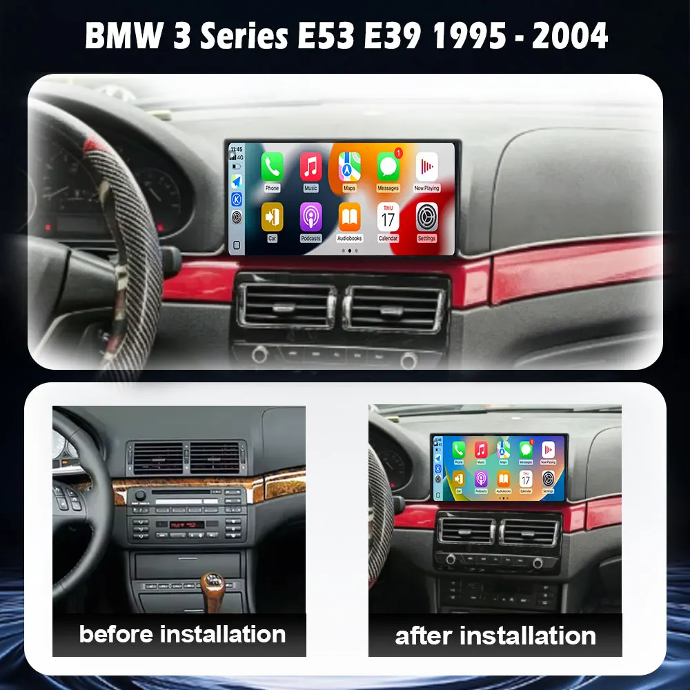 Radio para Auto BMW Serie 3 E53 E39 1995-2004, Reproductor Multimedia de Video, Carplay, Pantalla QLED Android, Navegación GPS, WiFi, BT, DSP, 4G 1