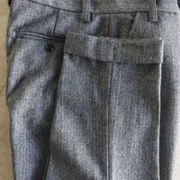 2024 Winter Large Size Woolen Men Business Suit Pants Casual Long Suit Pant Classic Style Thick Warm Trousers Q03 2