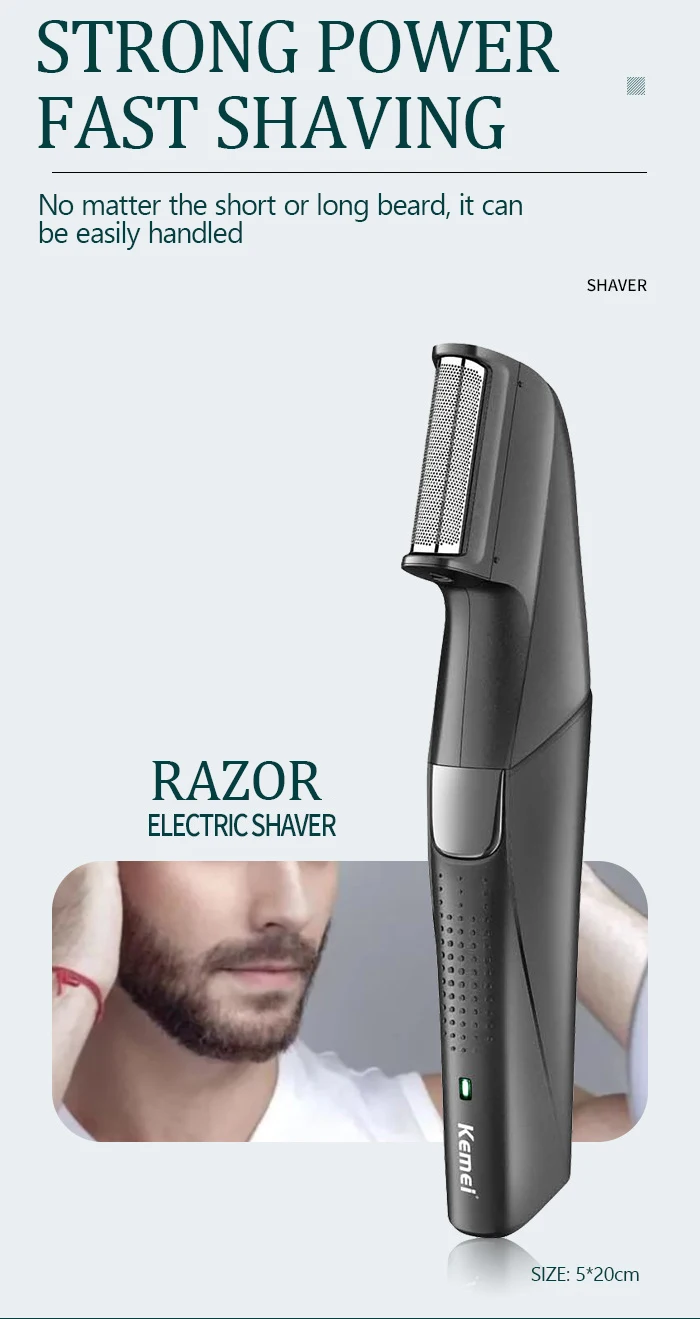 Description Picture 5 of itemKemei 5 in 1 Hair Trimmer Beard Trimmer Body Trimmer, Hair Clipper, Ear & Nose Hair Trimmer, Electric Razor, Shaver Cordless