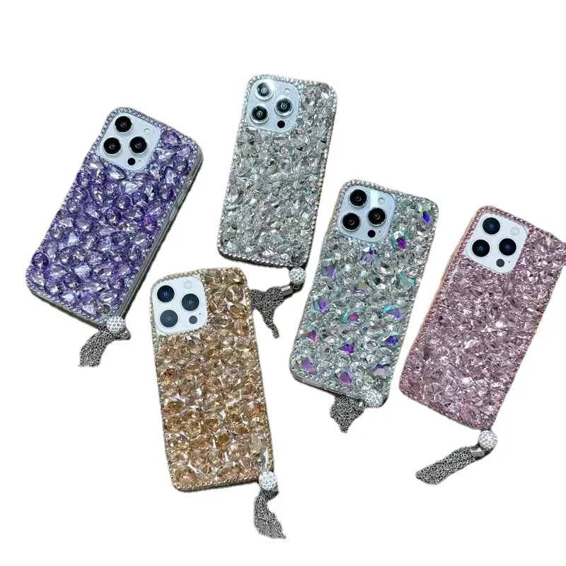 

Bling Diamond Tassel Phone Case for Xiaomi, Redmi 9A, 10S, Note 11, 12Pro, Glitter Sparkle, Crystal Rhinestone, Luxury Case