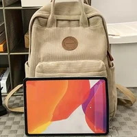 Casual Corduroy Backpack for Teens, 14 Laptop Compartment, High School & College Bag with Zipper Pocket, Backpacks for School - Image 2