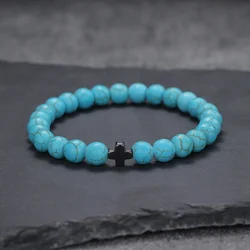 Minimalist Natural Stone Hematite Healing Bracelet (Blue howlite)