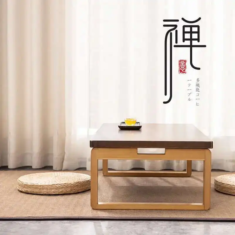 Modern minimalist Japanese-style balcony bay window coffee table tatami table home floor folding solid wood Zen low