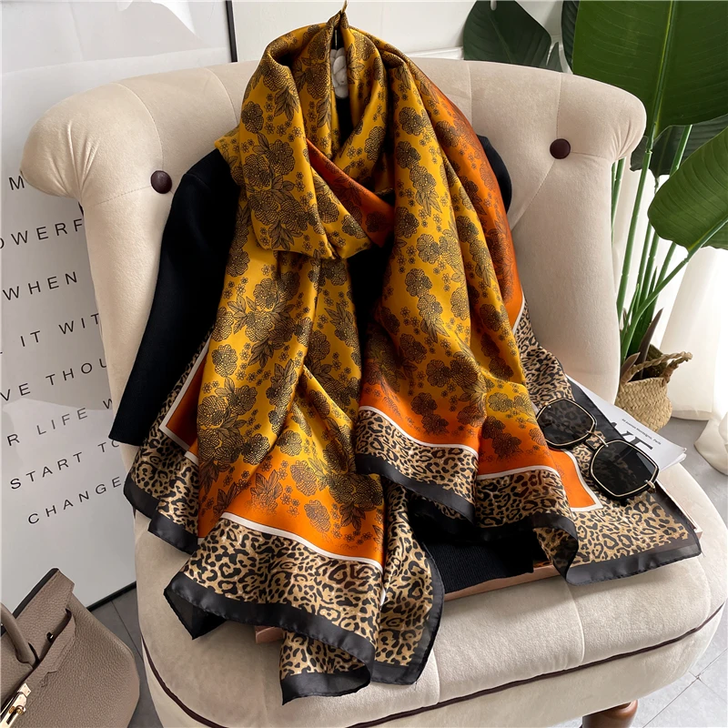 2022 luxury brand women scarf summer soft long size shawls lady wrap pashmina silk scarves female foulard beach stoles