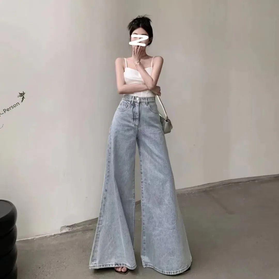 AEL 2024 Autumn New Solid Color High Waist Straight Tube Style Slimming Pants for