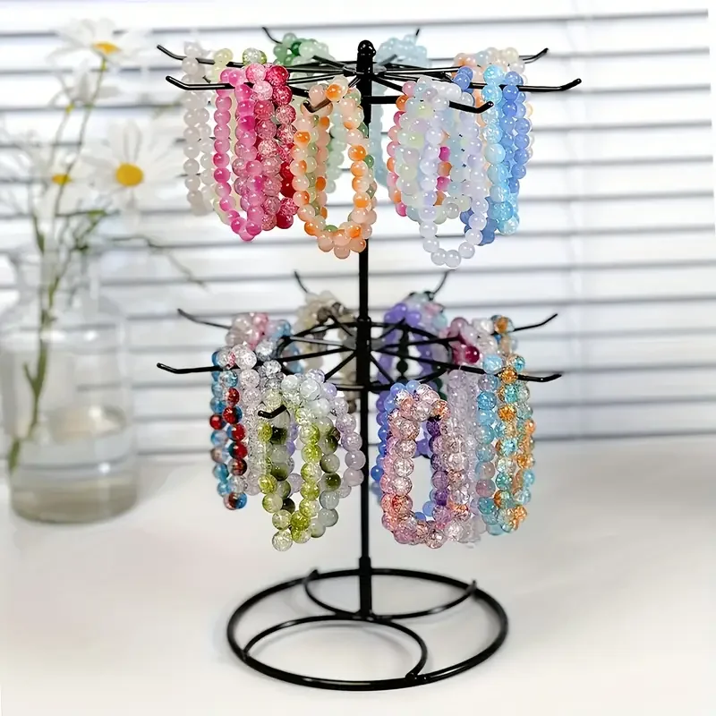 2-Pack Rotating Earring Holder Stand - 3-Tier Jewelry Organizer With Adjustable Hooks 6 thumbnail image