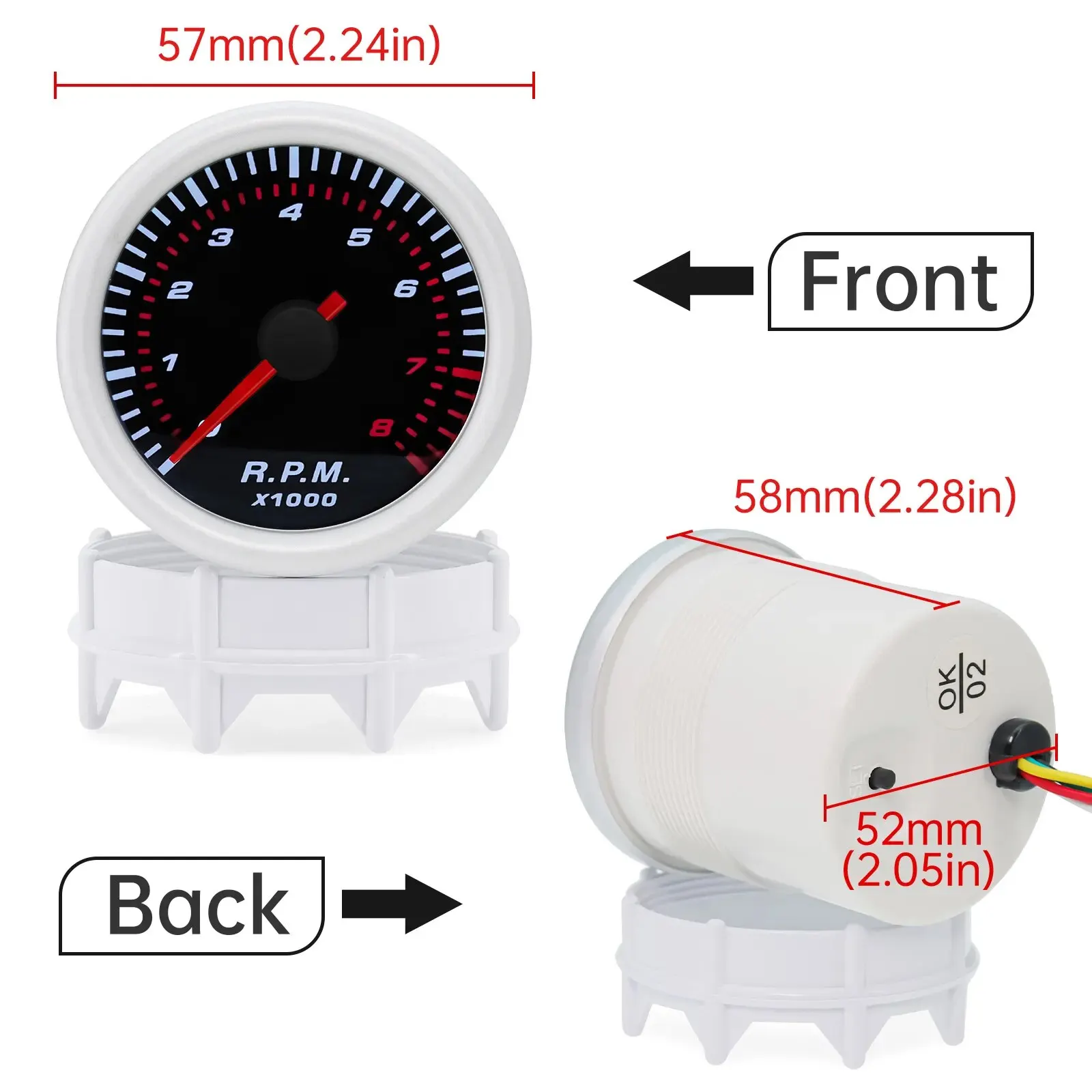 AD 52mm Universal Smoke Len Tachometer RPM for 12V Gasoline Car Turbo Boost Gauge 2 Bar PSI Water Temp Meter Oil Pressure Gauge