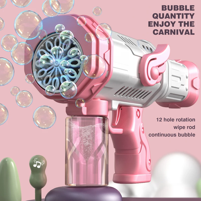 Bubble Gun Automatic Rocket Electric Soap Bubble Blower Machine Children's Toy Summer Outdoor Wedding Party Kids Gift For Boy 3