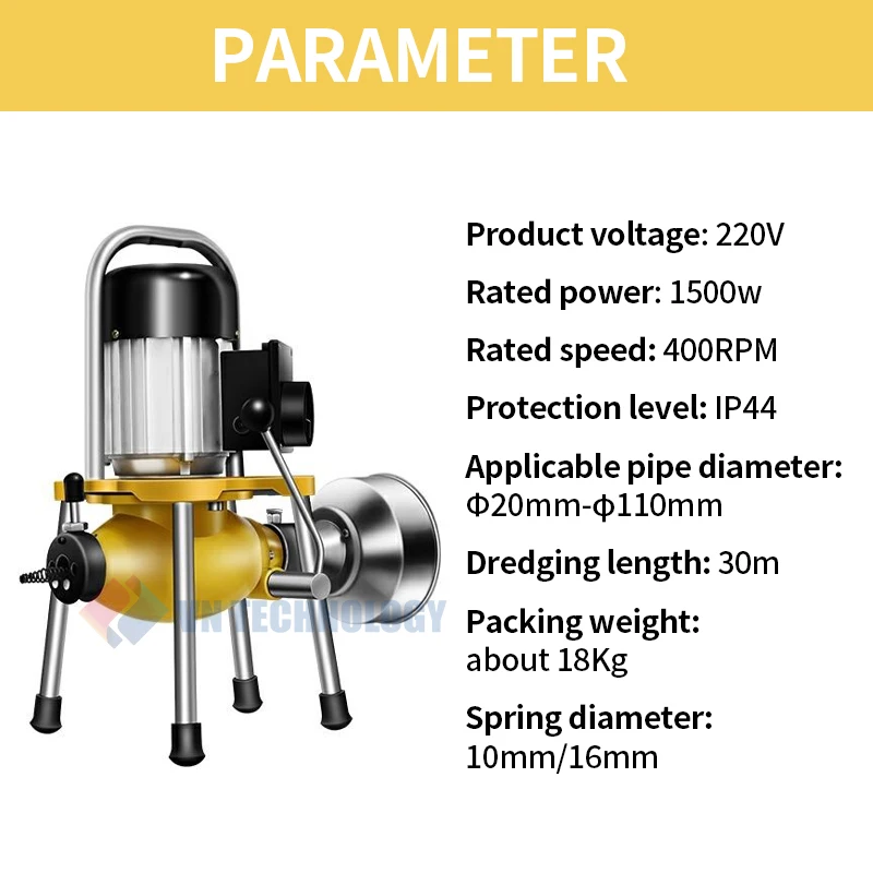 Elektrische Pijp Baggeren Machine, GQ-180 Professionl Riool Baggerschip Voor Wc Afvoerputje Baggeren Reiniging Thuis 1500W