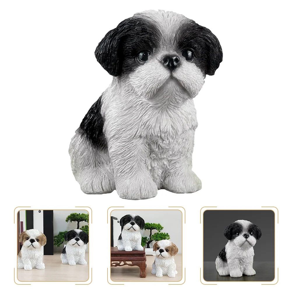 

Lifkome Shih Tzu Dog Adornment Cute Dog Statue Lovely Puppy Figurine Desktop Resin Dog Sculpture Living Room Office