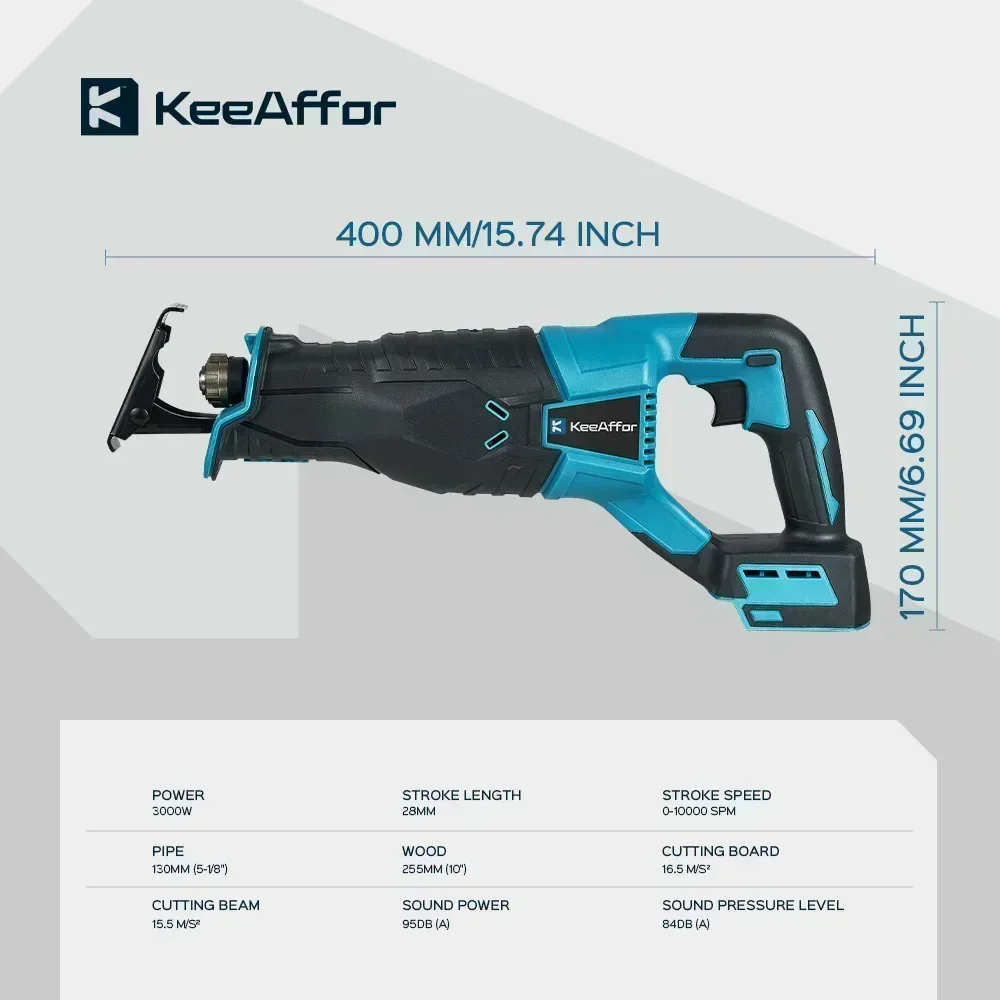 10000SPM 3000W Electric Reciprocating Saw Wood Metal Pipe Cutting Electric Chainsaw Power Tools For Makita 18v Battery