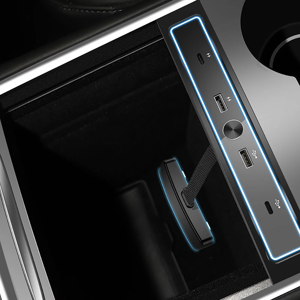 Hub de Derivação Usb para Tesla Model y Carregador Rápido Estação de Ancoragem Inteligente Adaptador para Carro Extensão Divisor Alimentado 27w 2023 2023 - Imagem 4