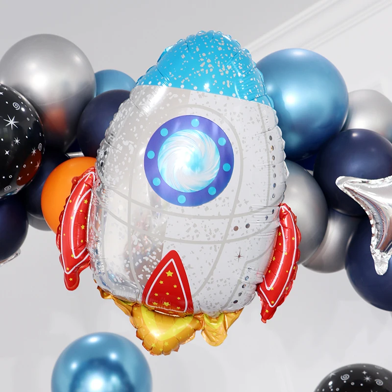20pcs 10inch Space Theme Party Balloons Astronaut Rocket Foil Balloons Star Printed Latex Air Globos Birthday Party Supplies