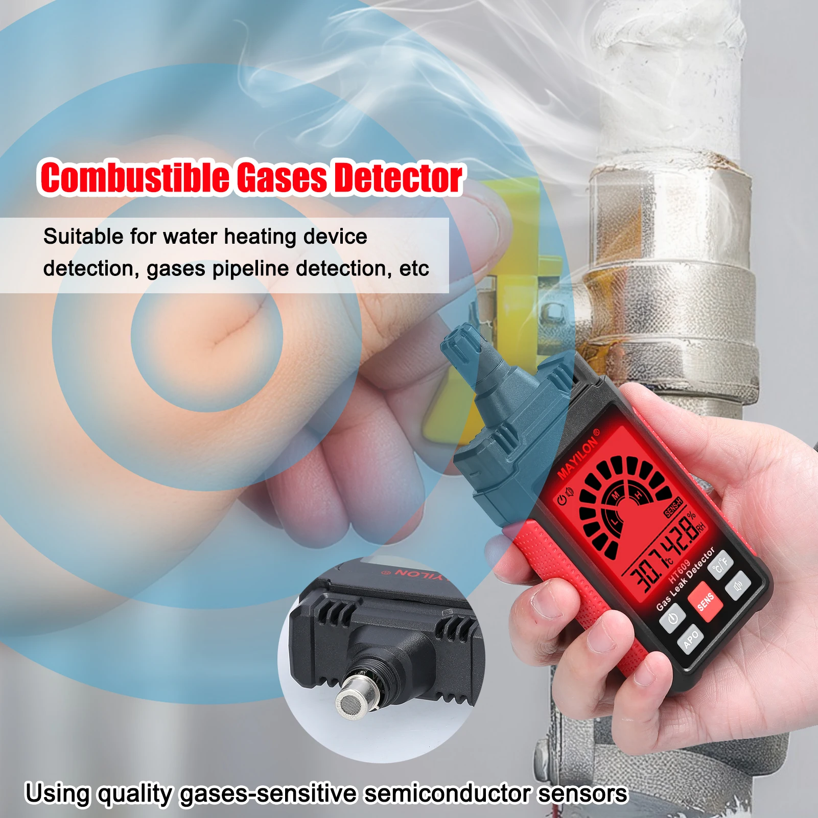 HT609 Handheld Combustible Gases Leak Detector Natural Gases Leakage