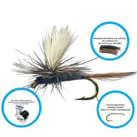 Sharpened Crank Hook Feather Dry Fly Insects Flies Set of 12Pcs 6