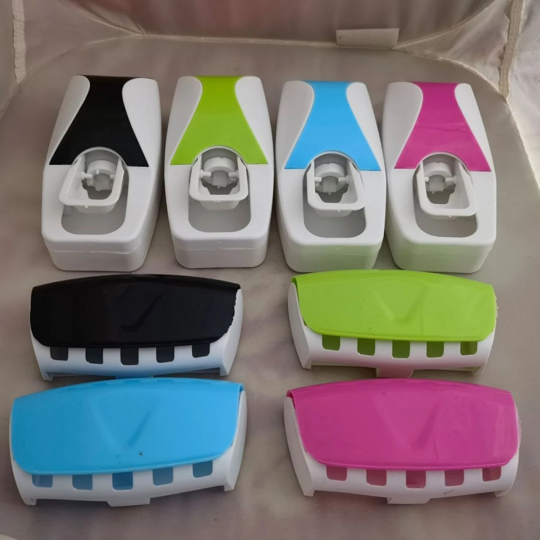 2Pcs/Set Toothbrush Holder+Automatic Toothpaste Dispenser Wall-Mounted Toothpaste Squeezer Bathroom Dust-proof Toothbrush Rack toothpaste squeezer toothbrush holder toothpaste dispenser bathroom storage rack