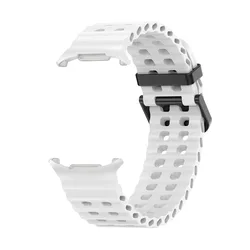 Marine Sports Silicone Band Bracelet - Premium Watch Strap Accessories for Galaxy Watch Ultra (White)