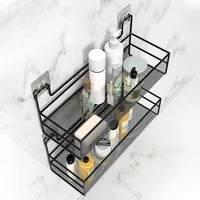 Wall-mounted Bathroom Shelf Shower Shampoo Rack Organizer Toilet Accessories Holder Kitchen Free Punch Condiment Storage Baskets 2