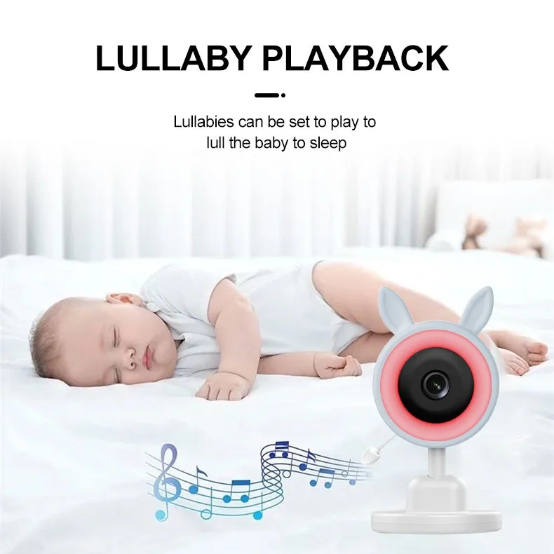 Baby monitor with VOX mode night vision full color lights sound alarm smart baby surveillance camera