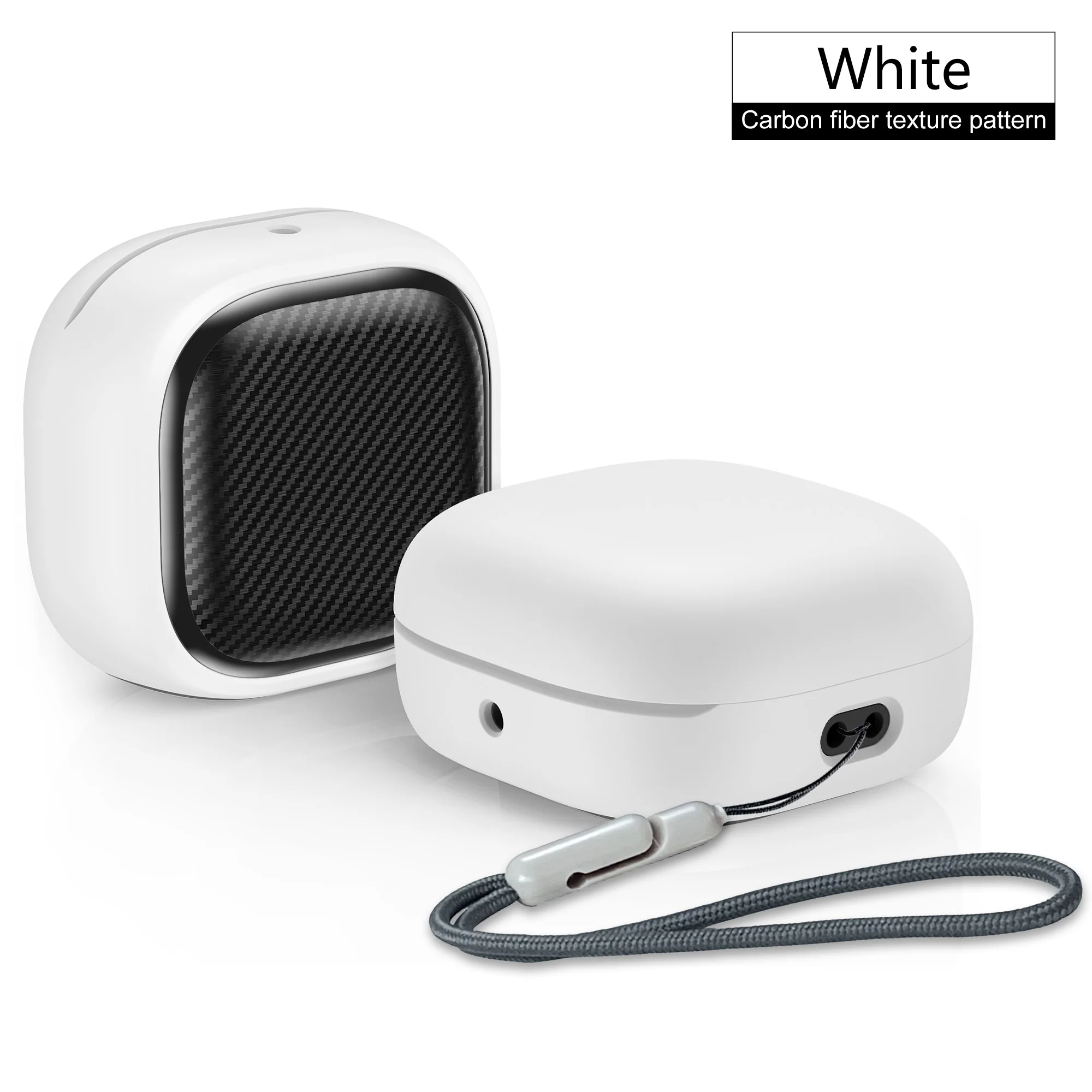 Stylish Fiber Stripes Protective Earbud Case with Lanyard