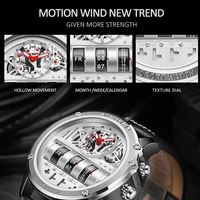 Montre à Quartz électronique de luxe pour hommes montres d'affaires hommes créatifs montre-bracelet Unique rotation Date bracelet en cuir montres 5