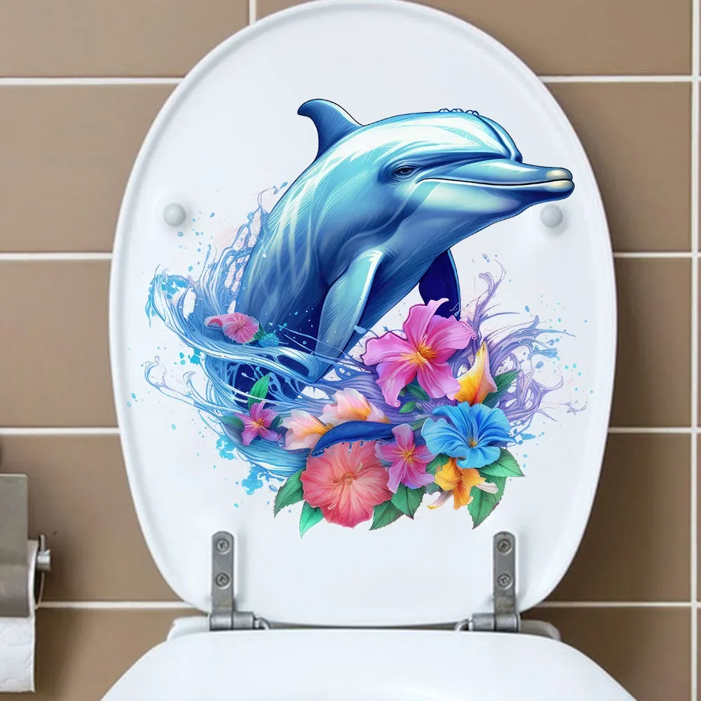 1Pc Ocean Style Dolphin Toilet Cover Sticker
