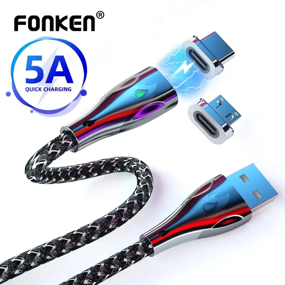 Magnetic USB Type C Fast Charging Cable, 5A Power Boost