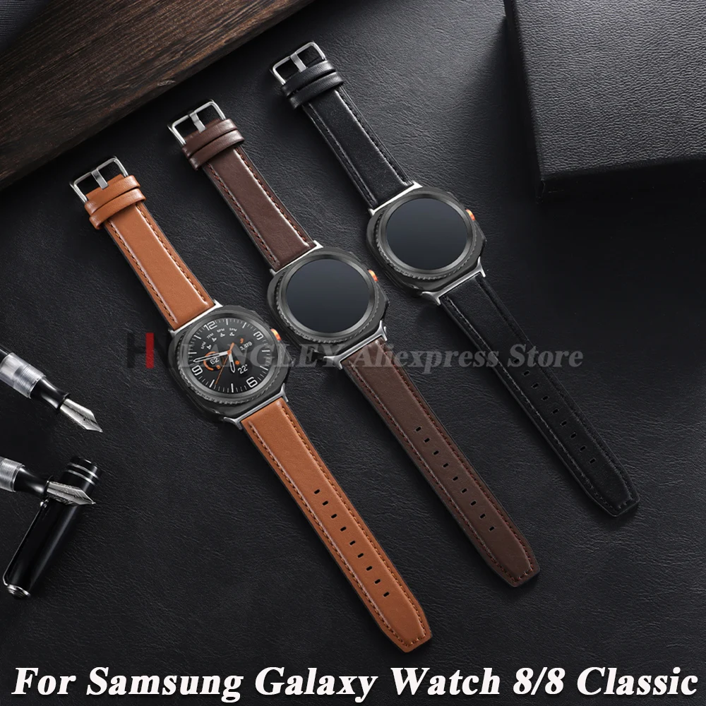Premium Leather Watch Strap - Black Brown Wrist Band with Quick Release