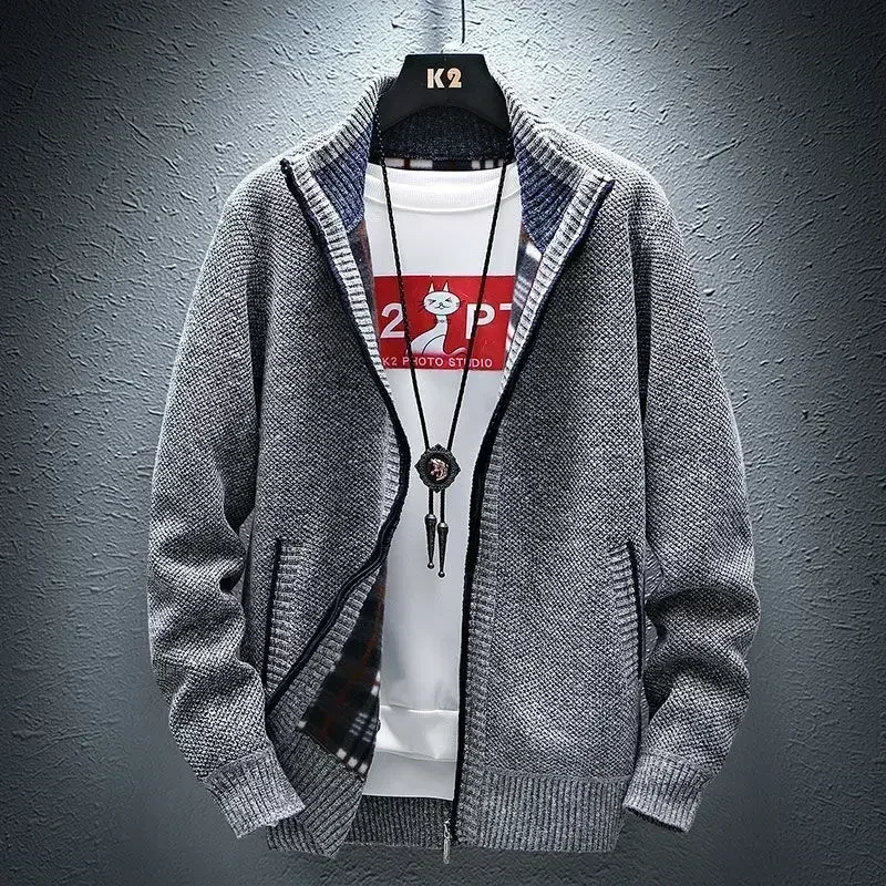 thumbnail image 1 of Ropa para hombre, cárdigan rojo con cremallera, suéteres de punto con cremallera para hombre, sudadera con capucha, chaqueta, abrigo, réplica de alta calidad, algodón grueso de invierno XA, 1 of 5