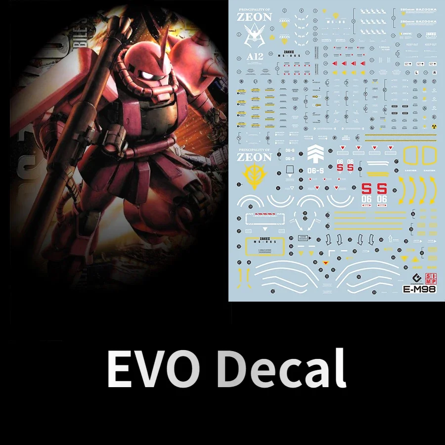 Model Tools Building Parts MG 1/100 MS-06S CHAR S ZAKU Model Kits Fluorescent Water Stickers