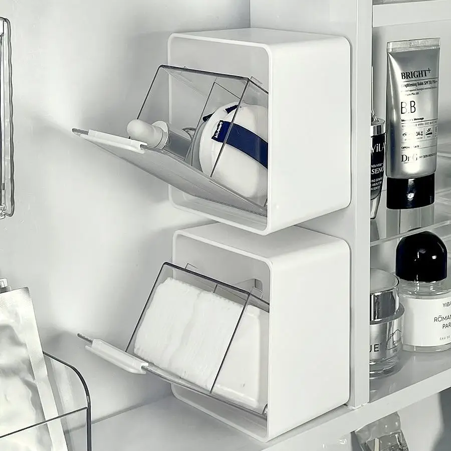 Wall Mounted Qtip Holder Canisters for Cotton Swab, Floss Qtip dispenser Qtip Jars with lid Cotton Ball Organizers Storage Box 4
