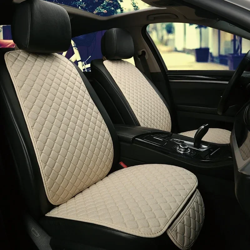 Universal Square Car Seat Covers for Front Seats Breathable Portable Medium Soft Cotton & Linen Cushion for All Seasons car seat cushion car cushion