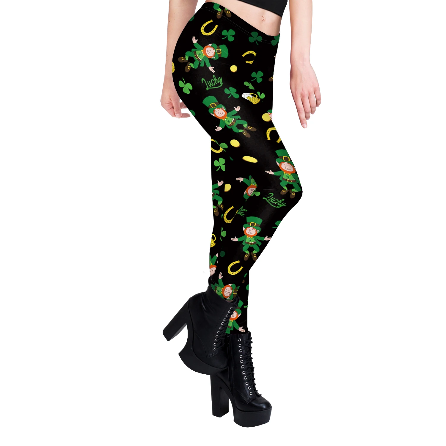 Womens Leggings, Shamrock St. Patrick Day Leggings, Yoga Pants