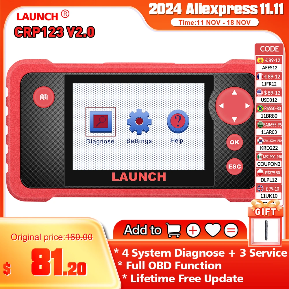 OBD2 Scanner Launch creader CRP123 V2.0 Lifetime Free Update