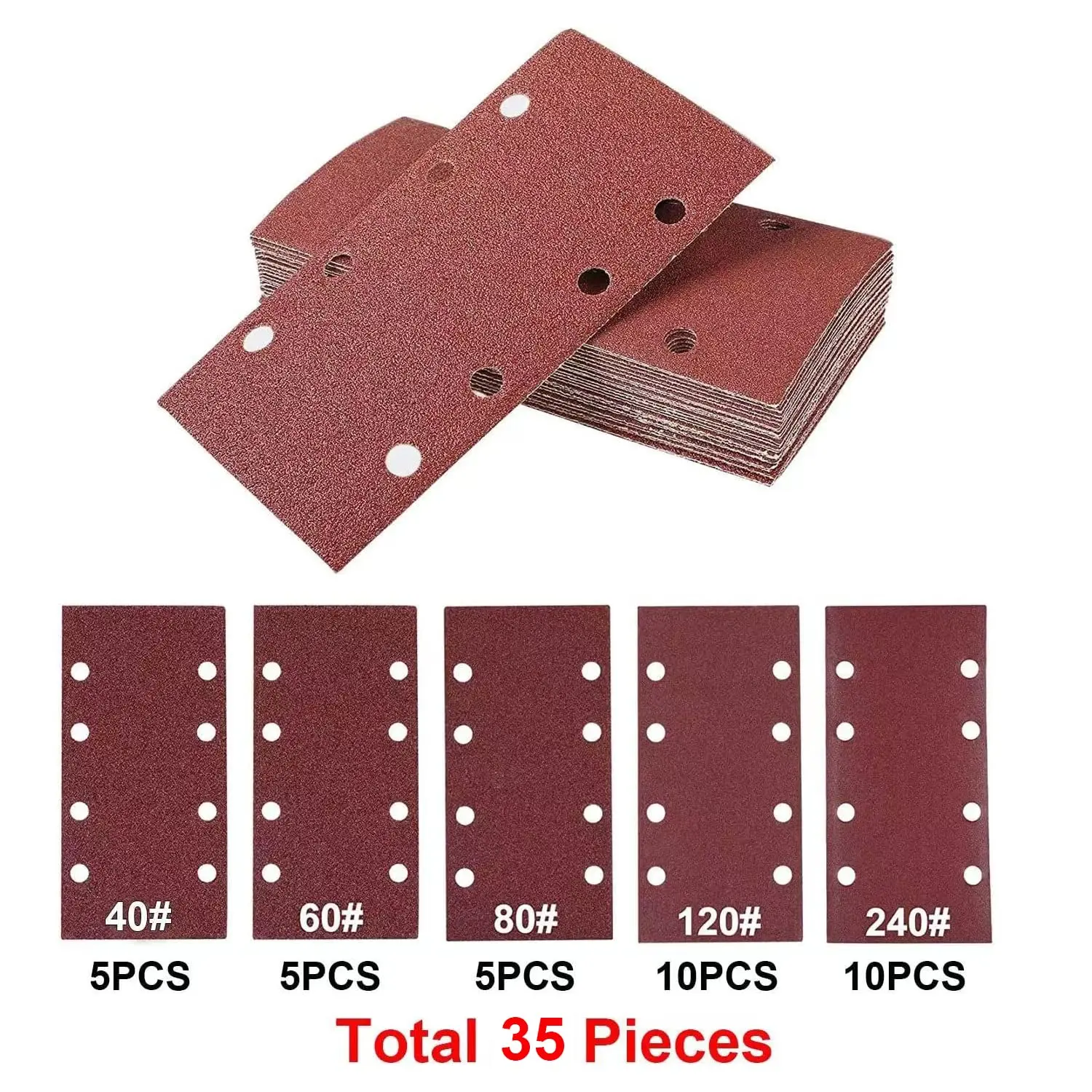 80 Feuilles Abrasives Pour Ponceuse,93 X 185 Mm Feuilles Abrasives