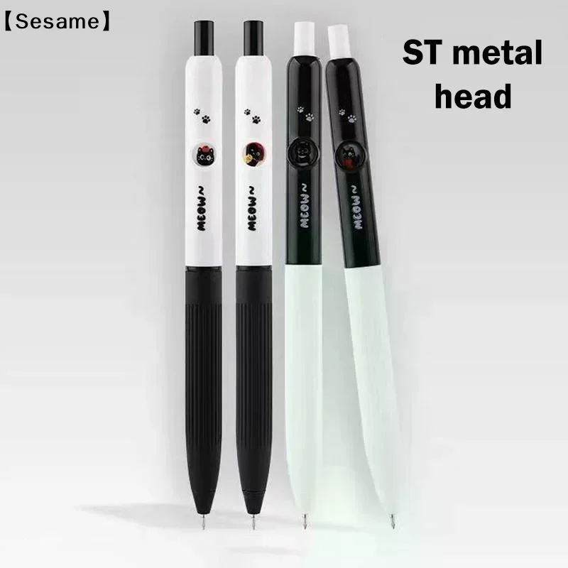 개폐식 고양이 발 펜 검정 잉크 0.5mm 카와이 스타일 부드러운 필기감 학교 사무용품 선물