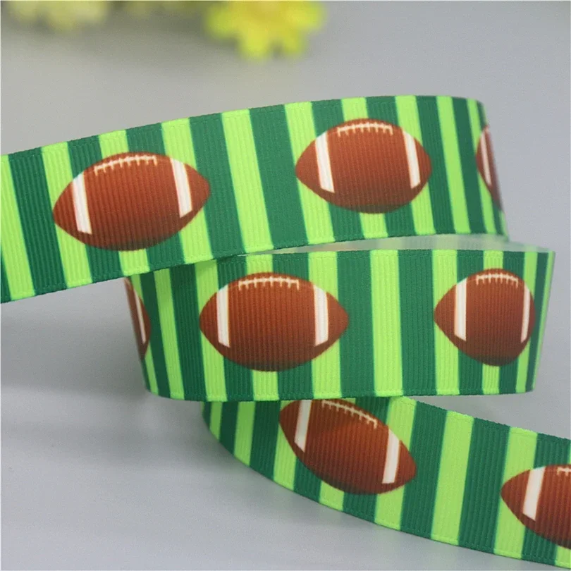 DHK 7/8'' 5yards Football Baseball Printed Grosgrain Ribbon Accessories Material Decoration Collar DIY Sewing Craft C2597