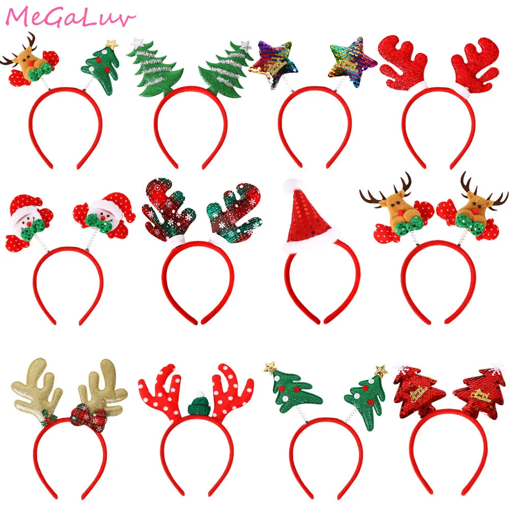 Christmas Headbands Children Santa Elk Antlers Baby Headband for Kids Adult Diadem Elf Ears Horns Navidad Gifts Hair Accessories