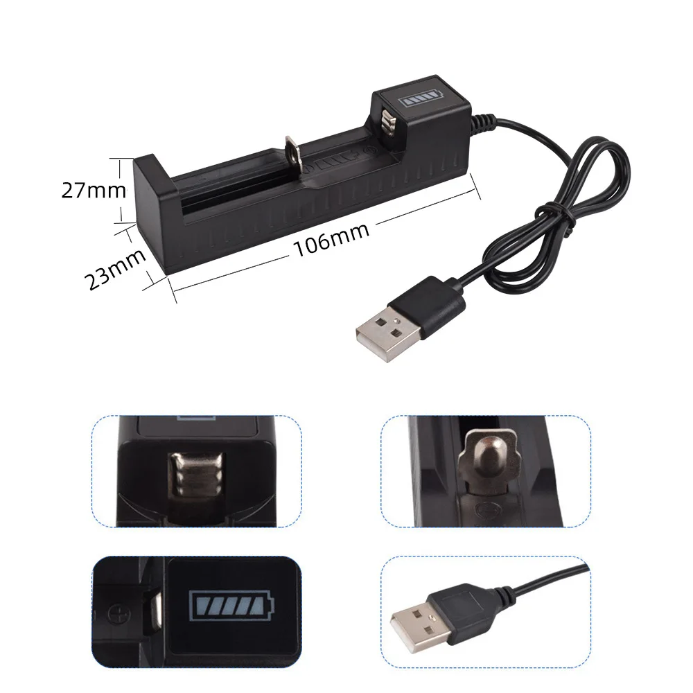 

Single slot USB Smart Charger 18650 Battery Charger 1 Slots For 18650 Charging 4.2V Rechargeable Lithium Battery Charger