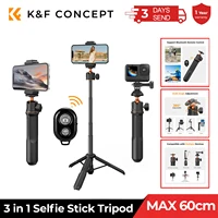 K&F Concept 60 см 3 в 1 палка для селфи настольная подставка с шаровой головкой держатель для мобильного телефона штатив для камеры GoPro Bluetooth пульт дистанционного управления