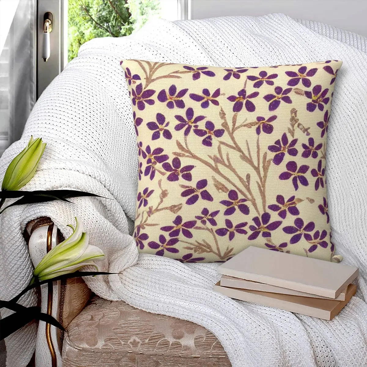 

Mille Fleur Square Pillowcase Pillow Cover Polyester Cushion Decor Comfort Throw Pillow for Home Bedroom