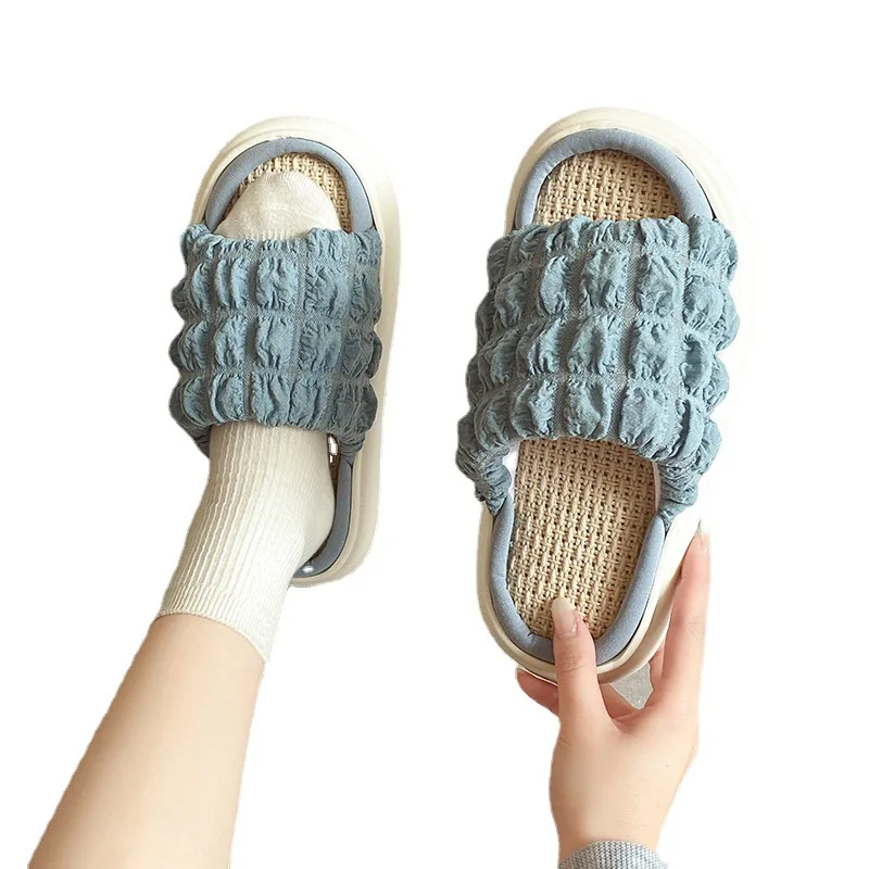 Linen slippers 2023 new men's and women's four seasons universal indoor home home couple non-slip mute cotton and linen slips