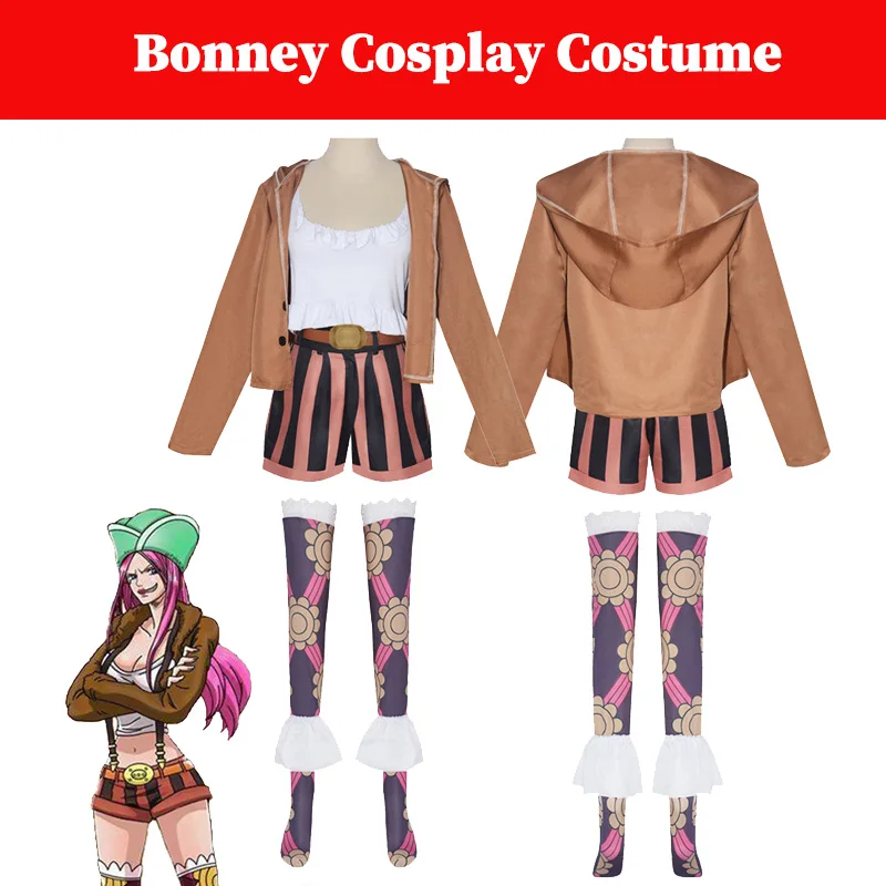 

Bonney Cosplay Costume Anime Pirate Disguise Outfits Coat Socking Set Adult Women Female Halloween Roleplay Fantasia Suits