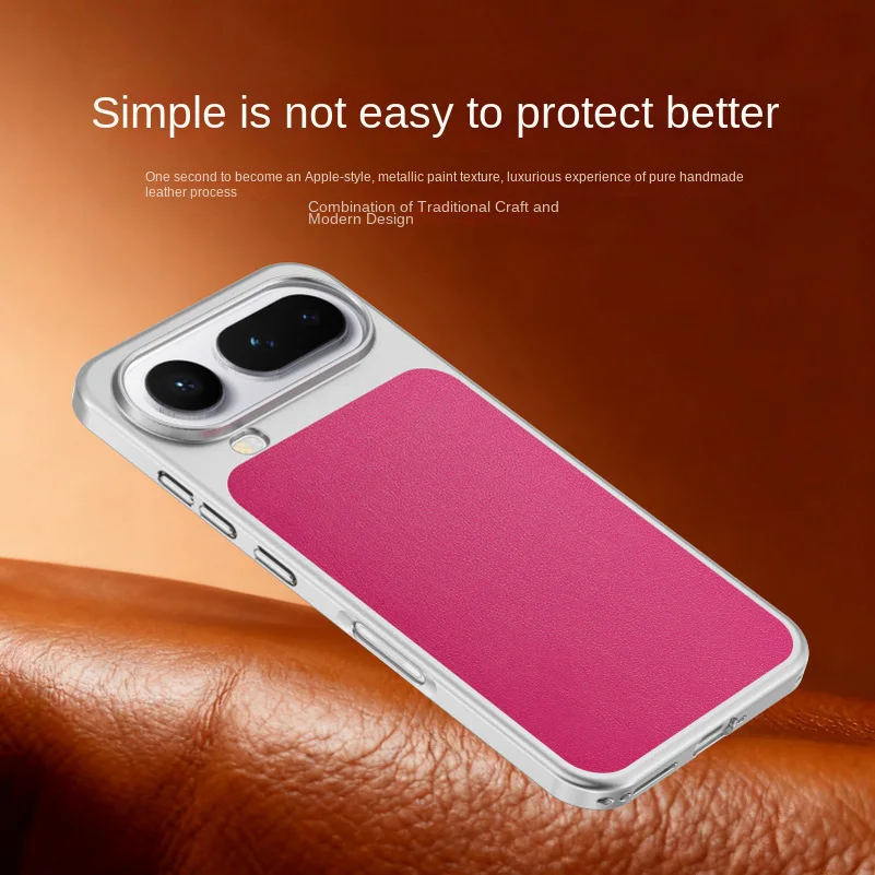 Premium Square Back Leather Phone Case with Raised Lens Protection