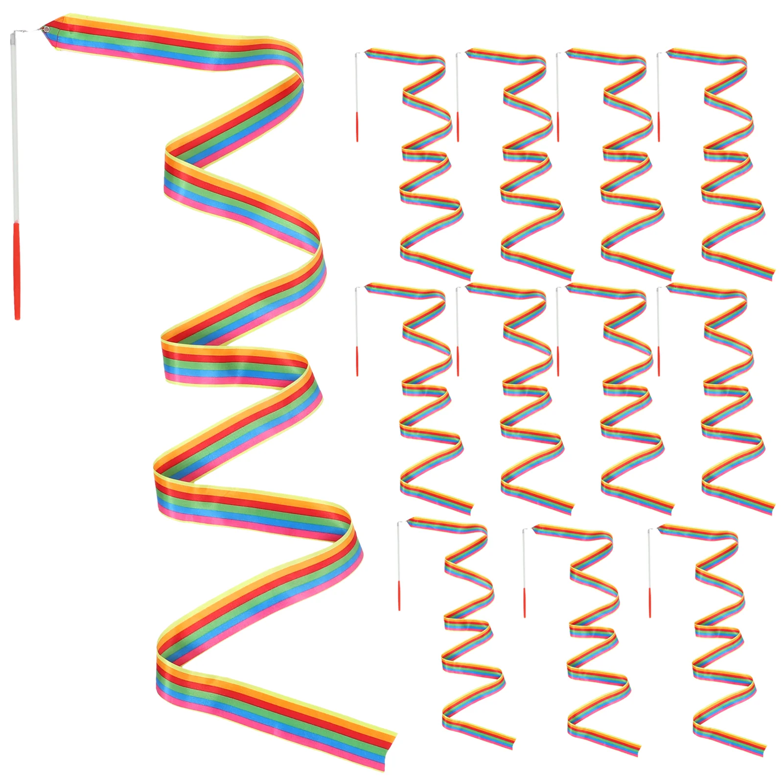 

12 Pcs Gymnastics Ribbon Dancing for Kids Equipment Rope/Belt Ribbons Cloth Sticks Twirling Wand