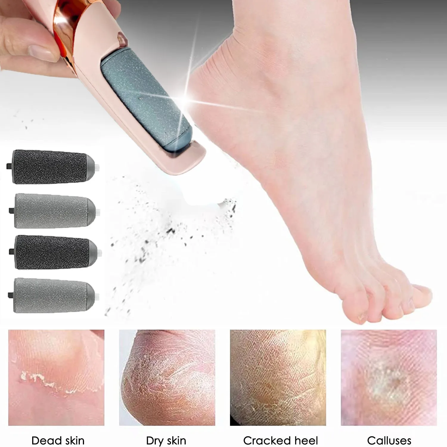 Powerful Electric Foot Hard Skin Remover Rechargeable -#1 Best Selling  Callus Scrubber in USA -Electronic Pedicure Foot File Remove Calluses  Cracked
