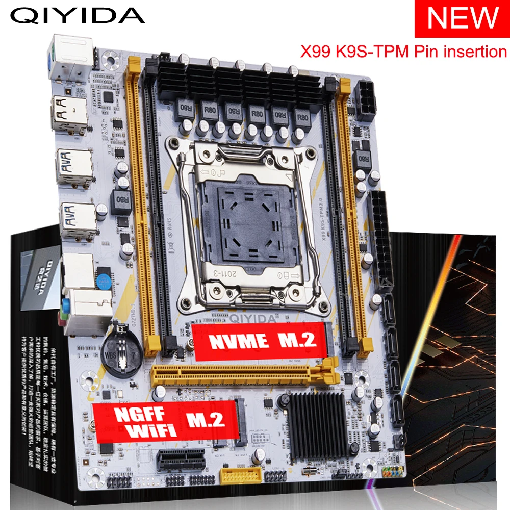 QIYIDA X99 Motherboard LGA 2011-3 Set Kit with Xeon E5 2680 V4 CPU, 32GB (2x16GB) DDR4 REG ECC RAM, M.2 Support 2