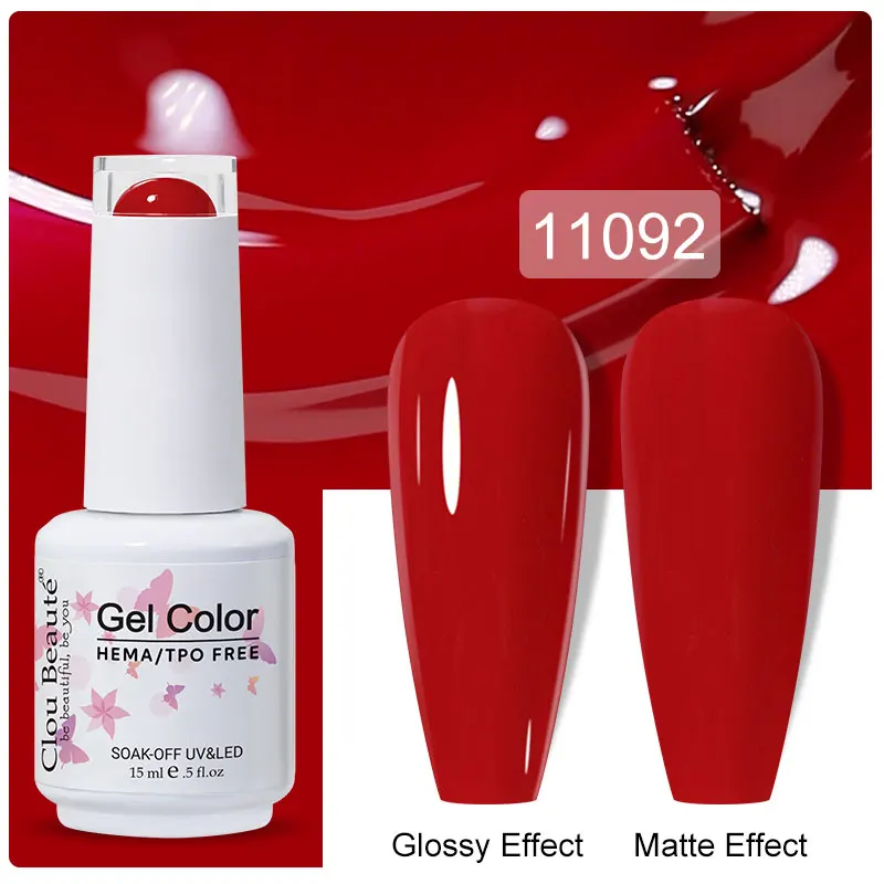 Clou Beaute 15ml Black Red Semi-Permanent Gel Nail Polish